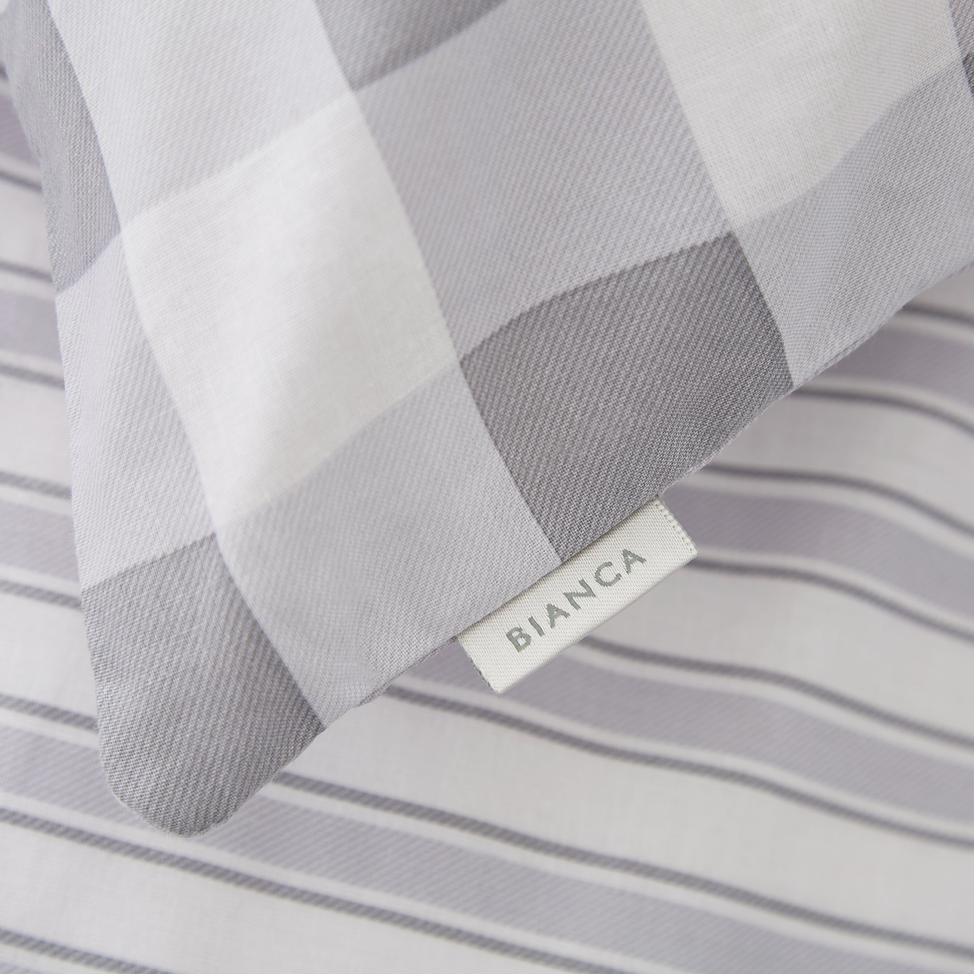 Bianca Grey Check and Stripe 100% Cotton Duvet Set