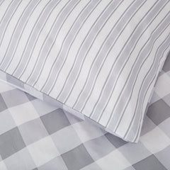 Bianca Grey Check and Stripe 100% Cotton Duvet Set