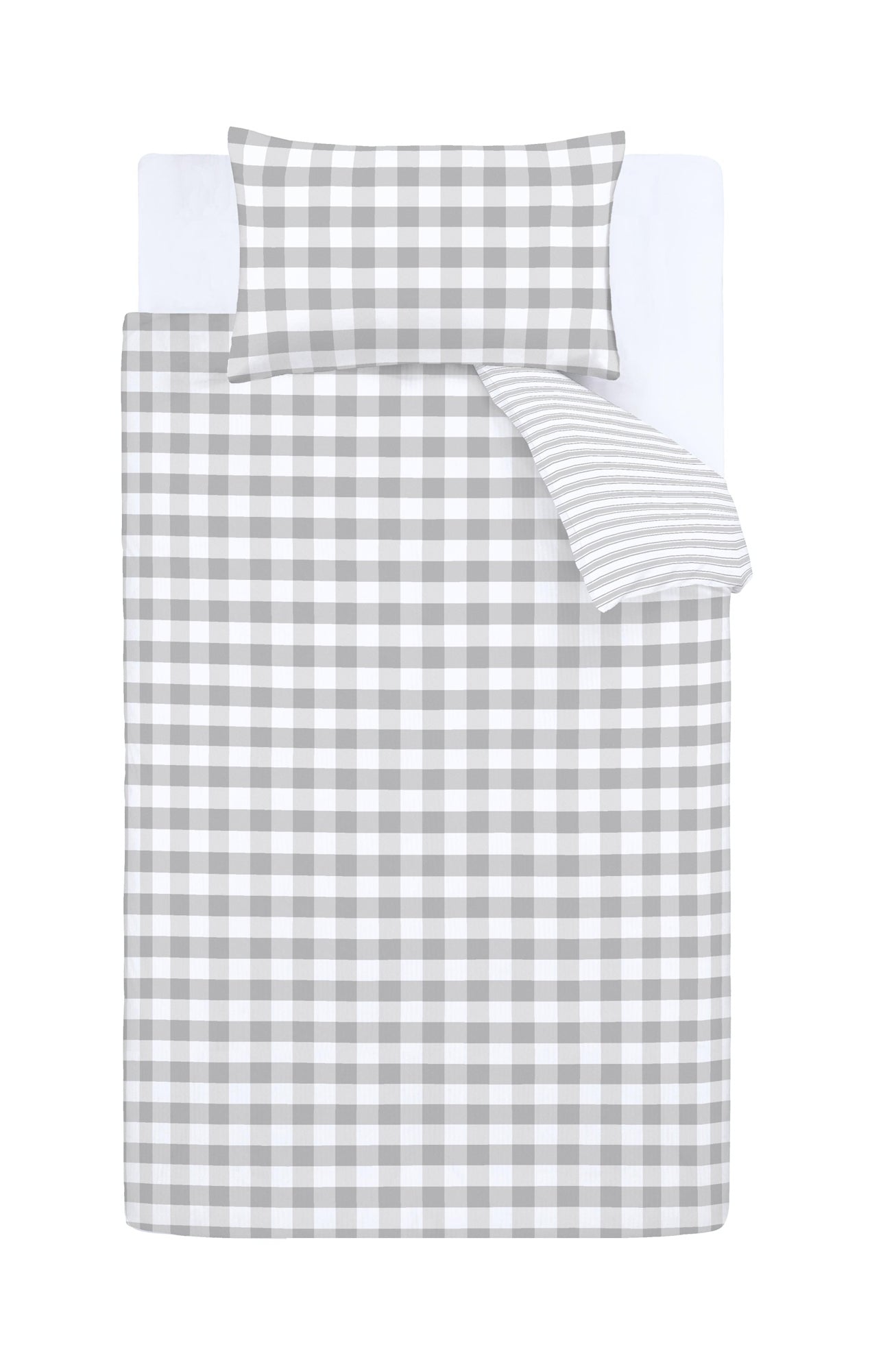 Bianca Grey Check and Stripe 100% Cotton Duvet Set