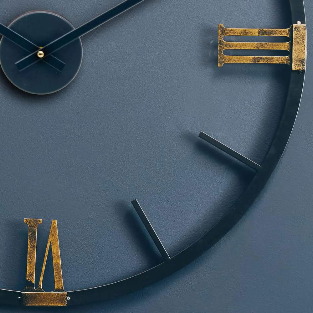 Kent Round Black Metal Wall Clock