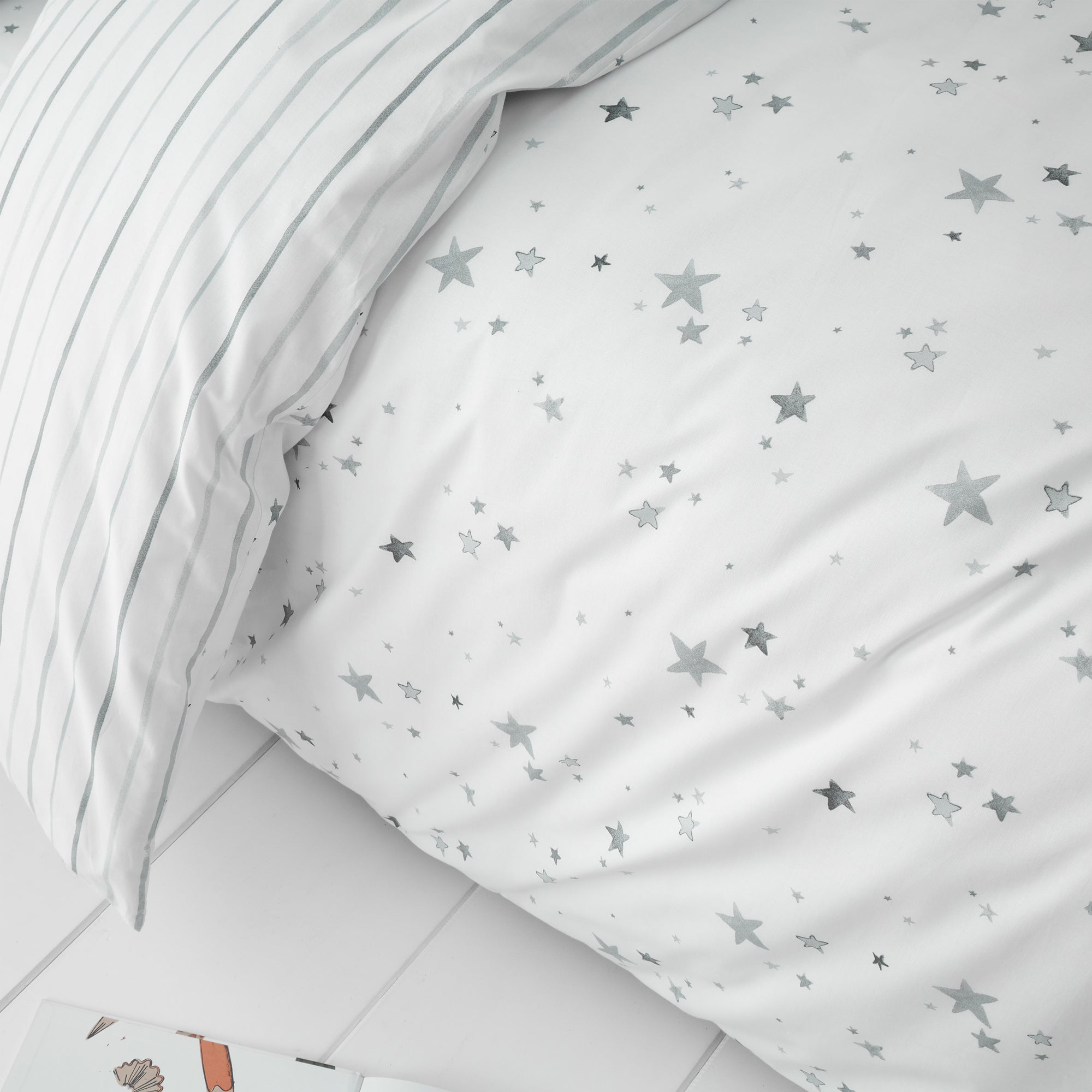 Bianca Grey Stars Kids 100% Cotton Duvet Set