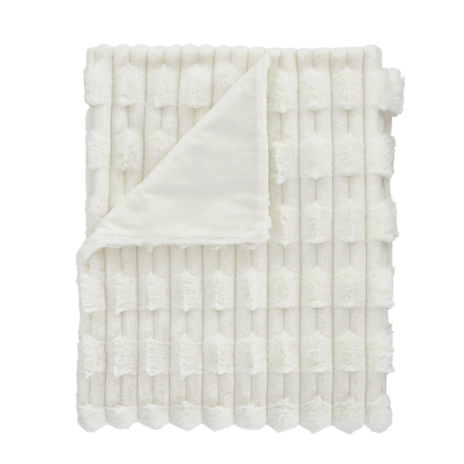 Bianca So Soft Cream Carved Faux Fur Blanket Throw