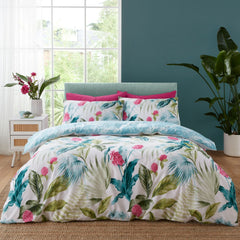 Catherine Lansfield Aruba Green Tropical Floral Reversible Duvet Set