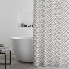 Catherine Lansfield Aztec Diamond Silver Grey Shower Curtain Panel