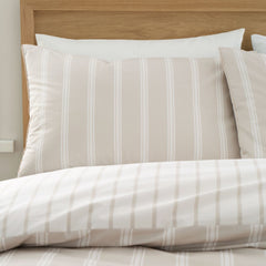 Bianca Ashford Stripe Natural 200TC Cotton Percale Reversible Duvet Set