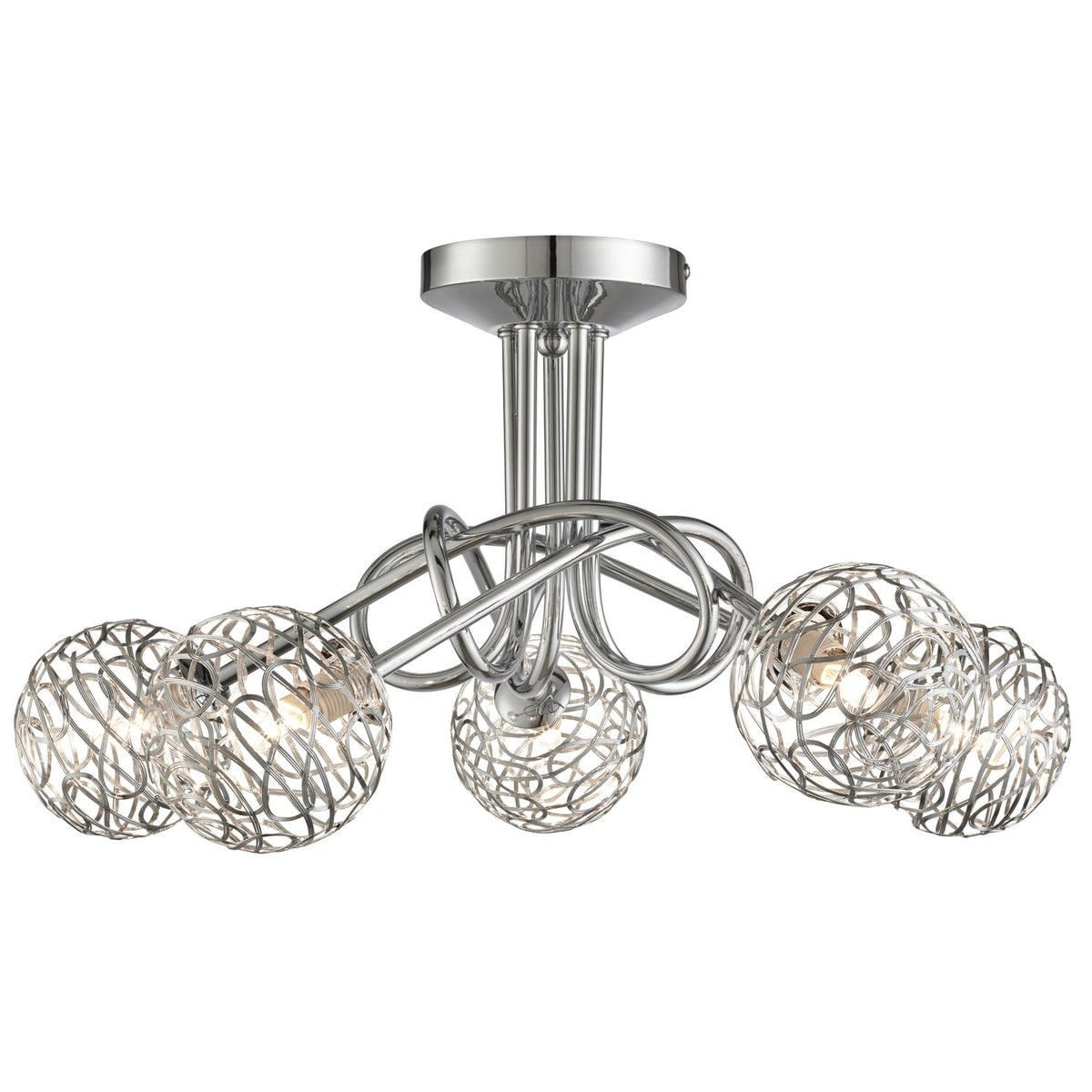 5 Light Chrome Twist Ceiling Light Fitting