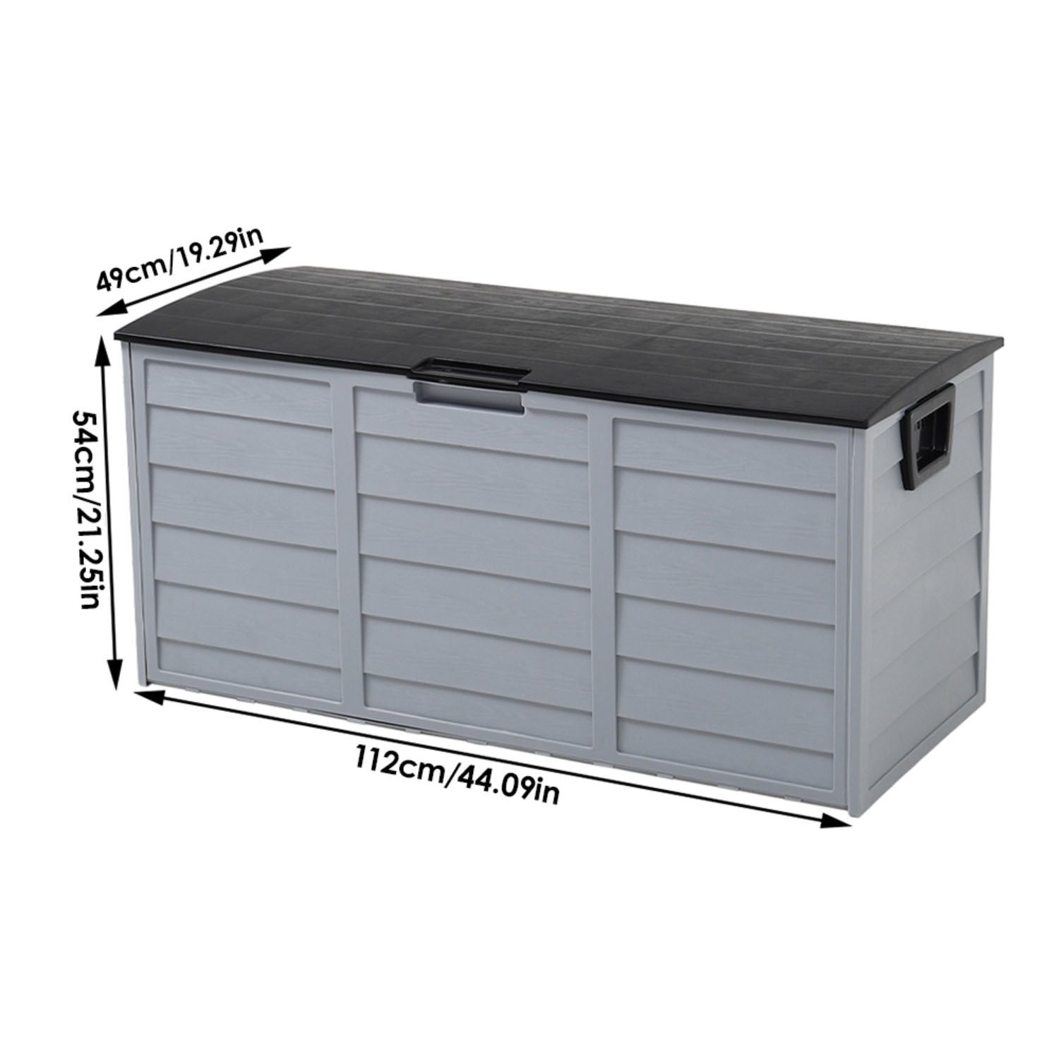 Grey & Black Outdoor 290L Plastic Garden Storage Box With Wheels