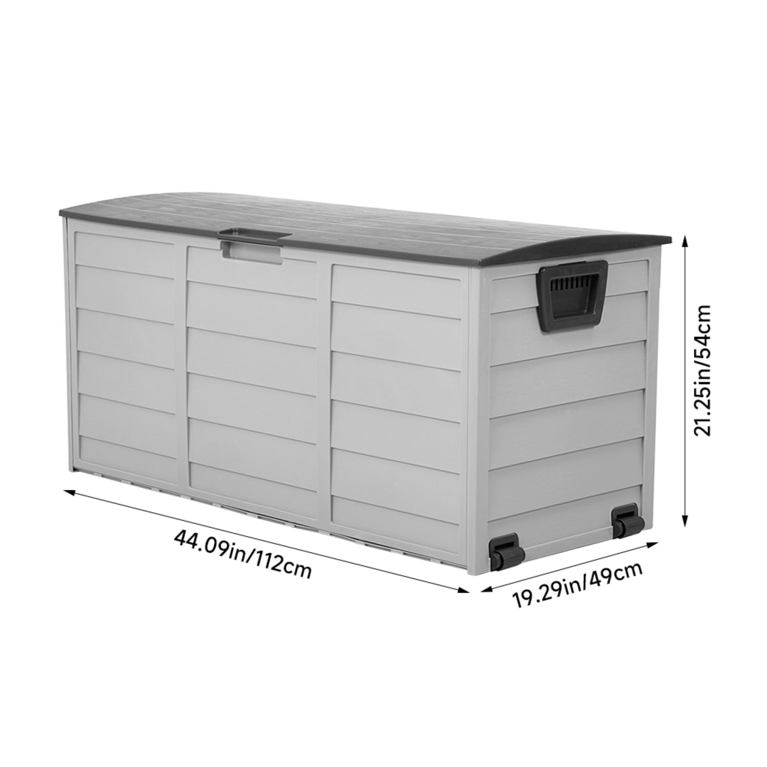 Grey Outdoor 290L Plastic Garden Storage Box With Wheels