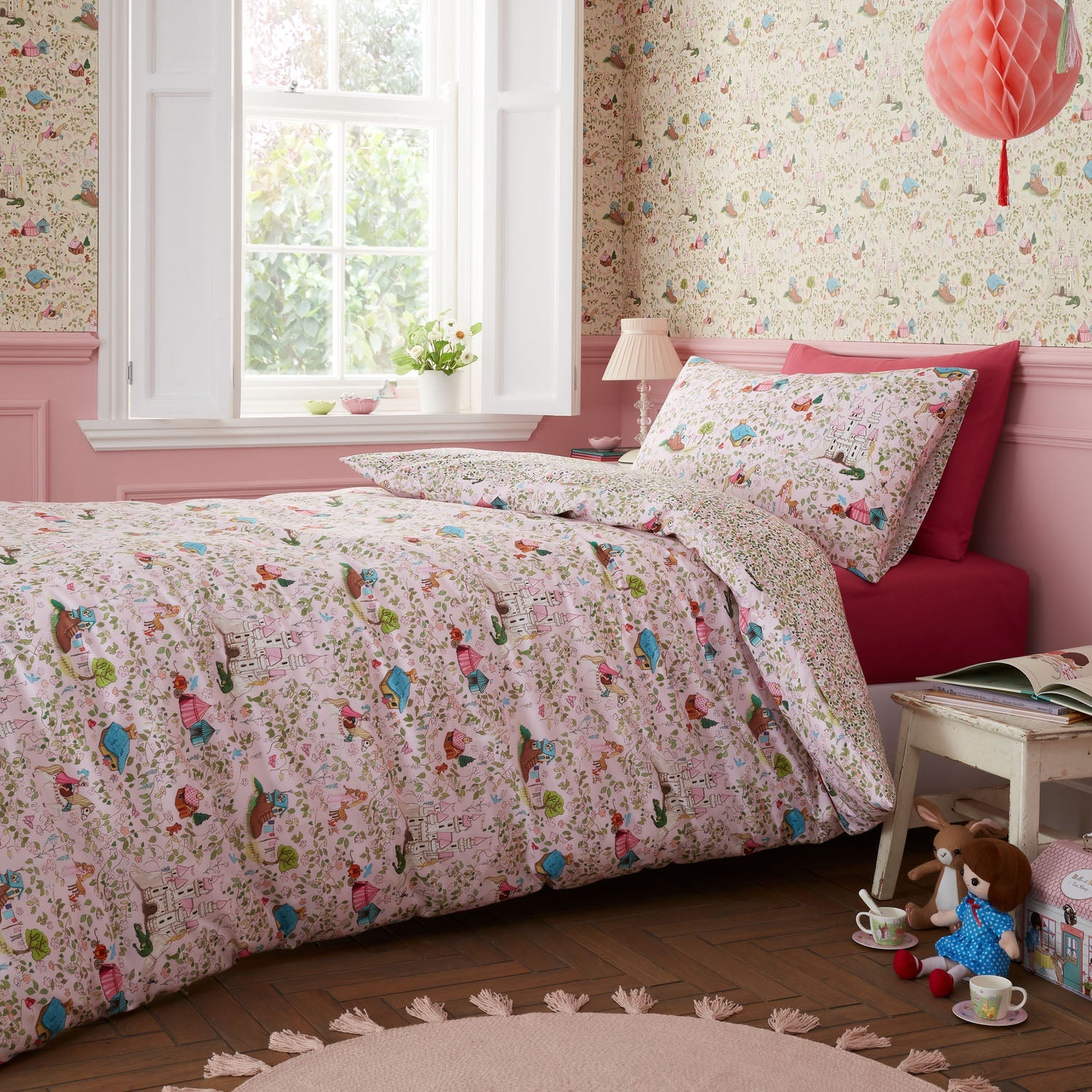 Belle & Boo Fairytale Pink Reversible Kids Cotton Duvet Set