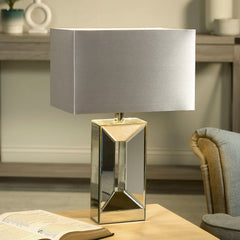Sleek Geo Chrome Mirror-Finish Table Lamp