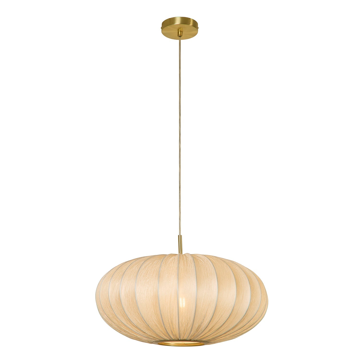 Serene Ribbed White Fabric Pendant Light