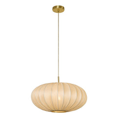 Serene Ribbed White Fabric Pendant Light