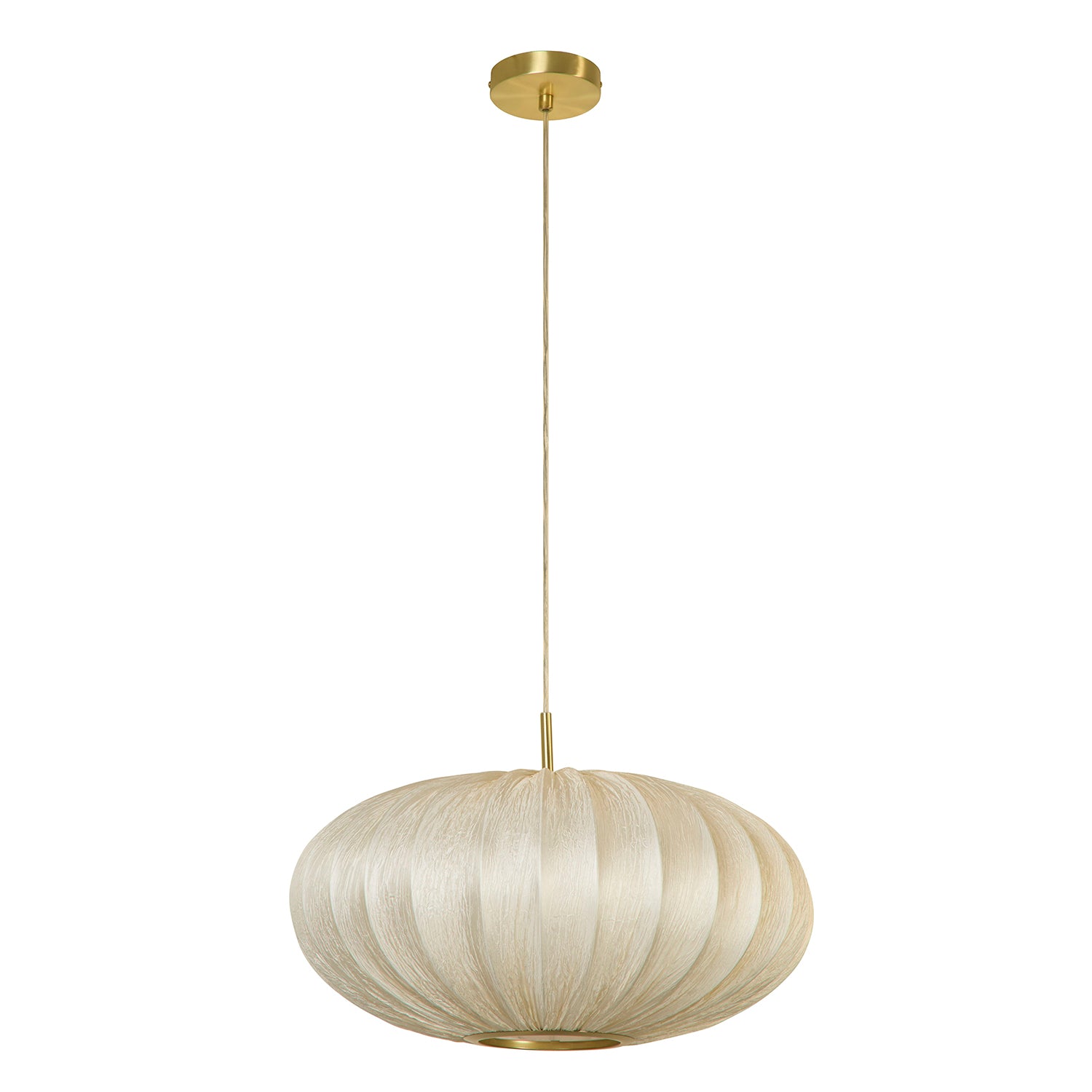 Serene Ribbed White Fabric Pendant Light