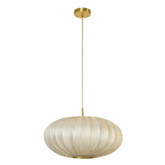 Serene Ribbed White Fabric Pendant Light