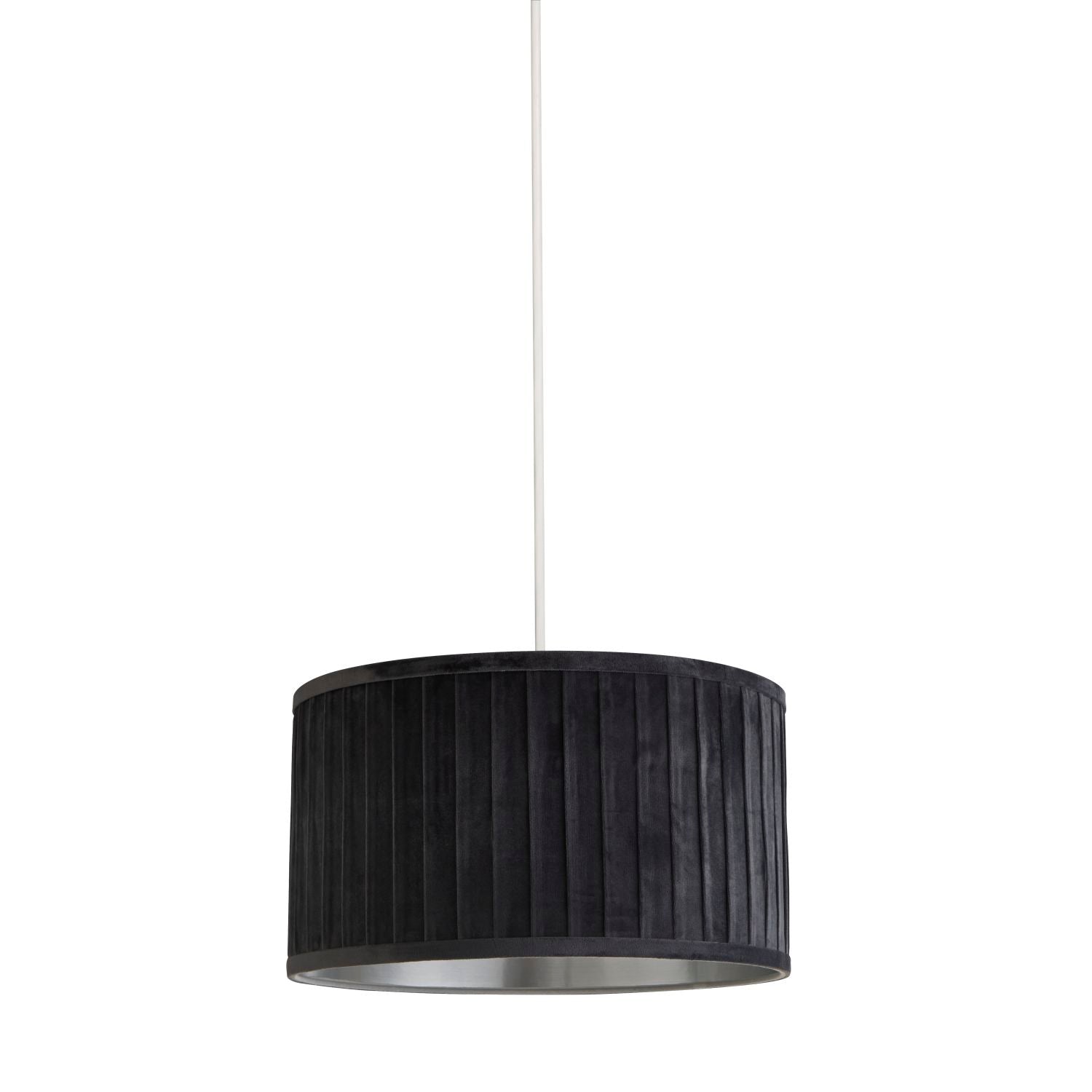 Pleated Velvet Grey Shade With Metallic Silver Inner (30cm)
