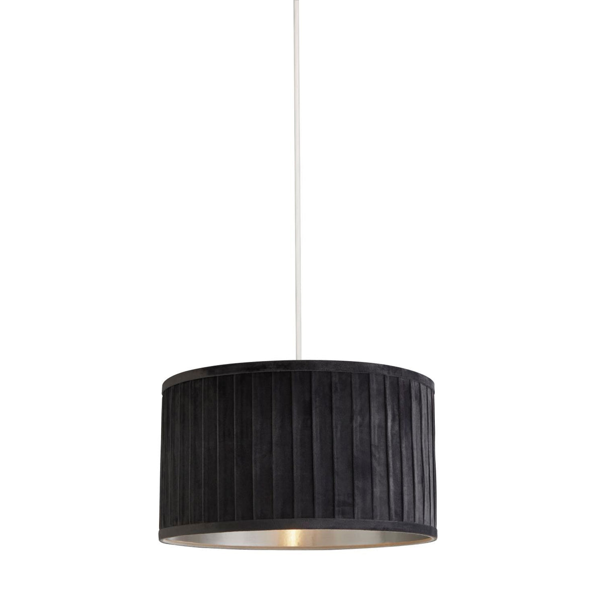 Pleated Velvet Grey Shade With Metallic Silver Inner (30cm)