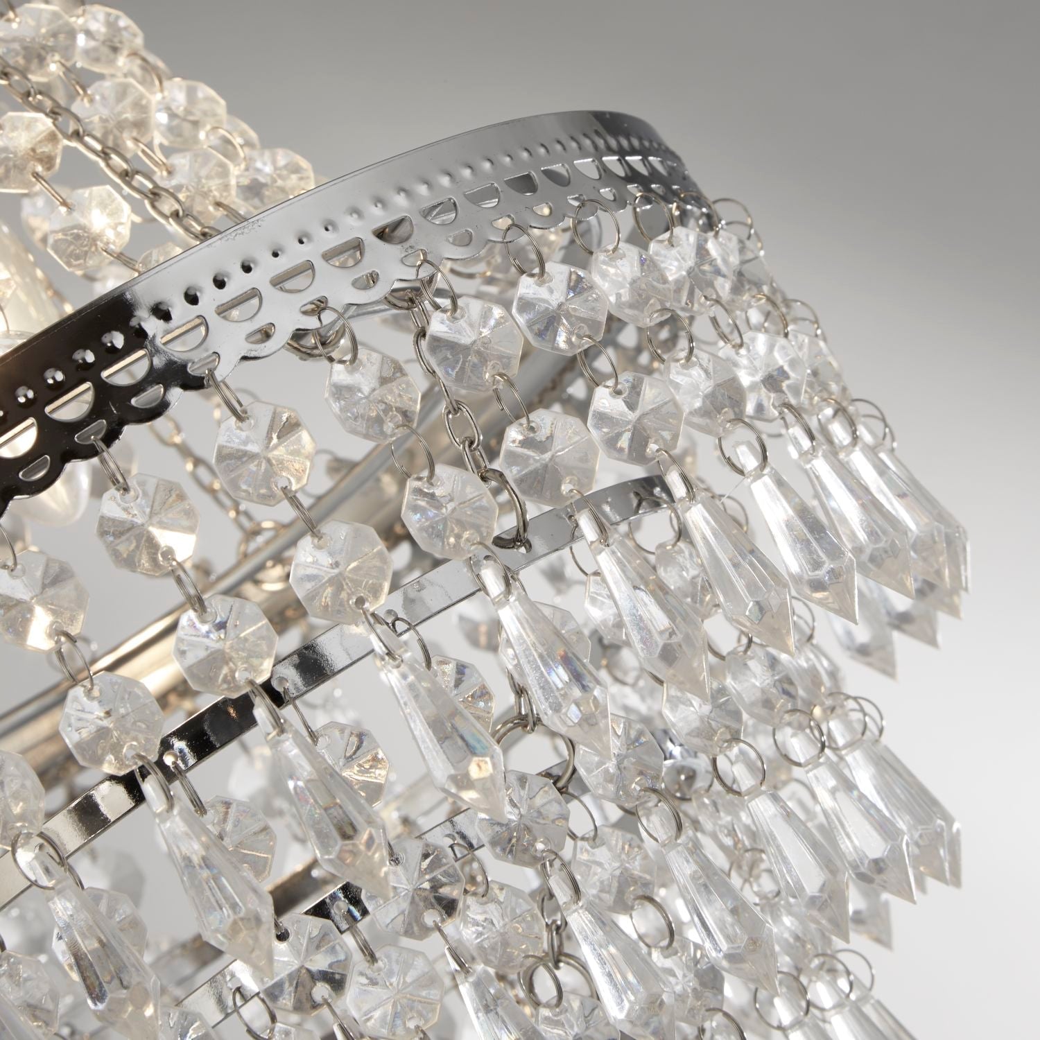 Chrome and Clear Acrylic Vintage Drop Light Shade