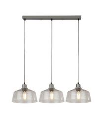 Clear Glass And Grey 3 Light Diner Bar Pendant