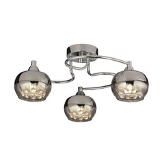 3Lt Rose Chrome Glass Flush Ceiling Light