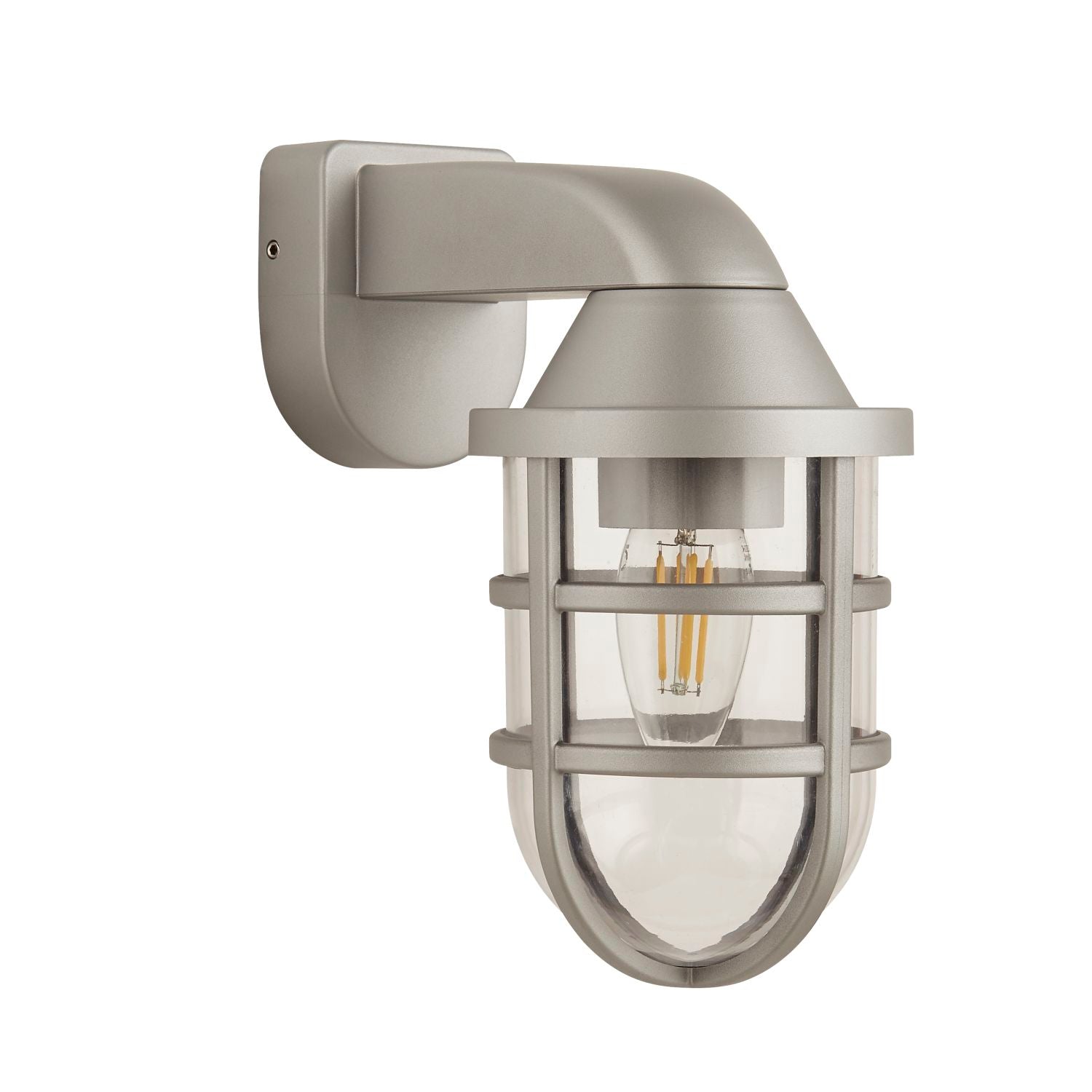 Silver Cage Outdoor Light Wall Bracket