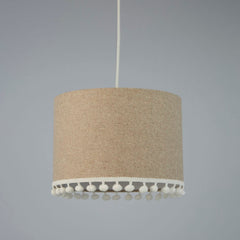 Natural Linen Pom Pom Trim Light Shade