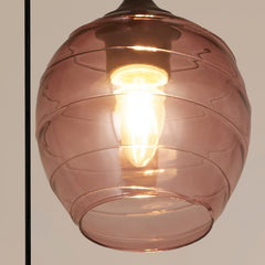 3 Light Pink Glass Pendant Ceiling Light