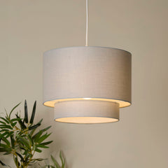 Grey Two Tier Drum Shade (30cm)