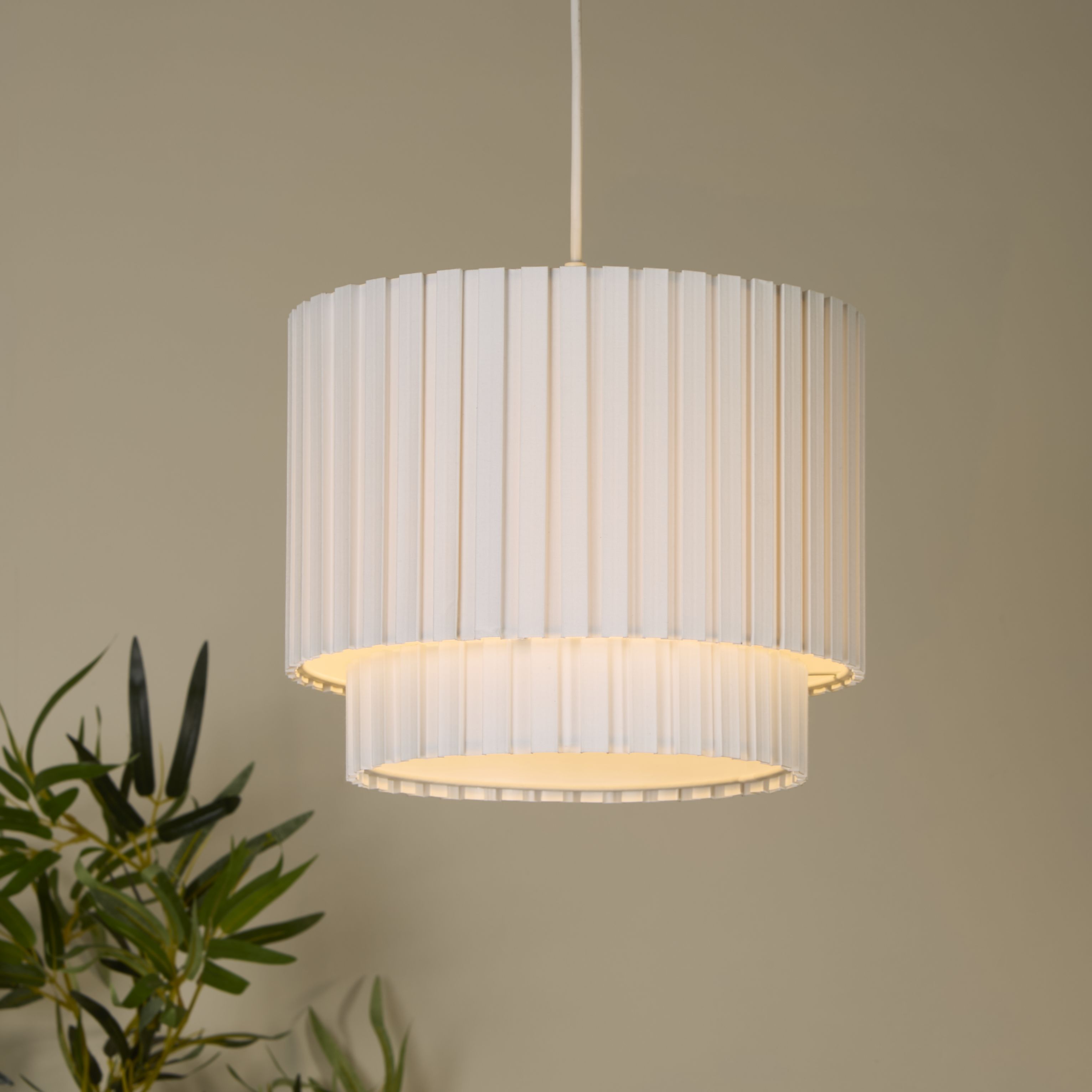 White Two Tier Box Pleat Light Shade (30cm)