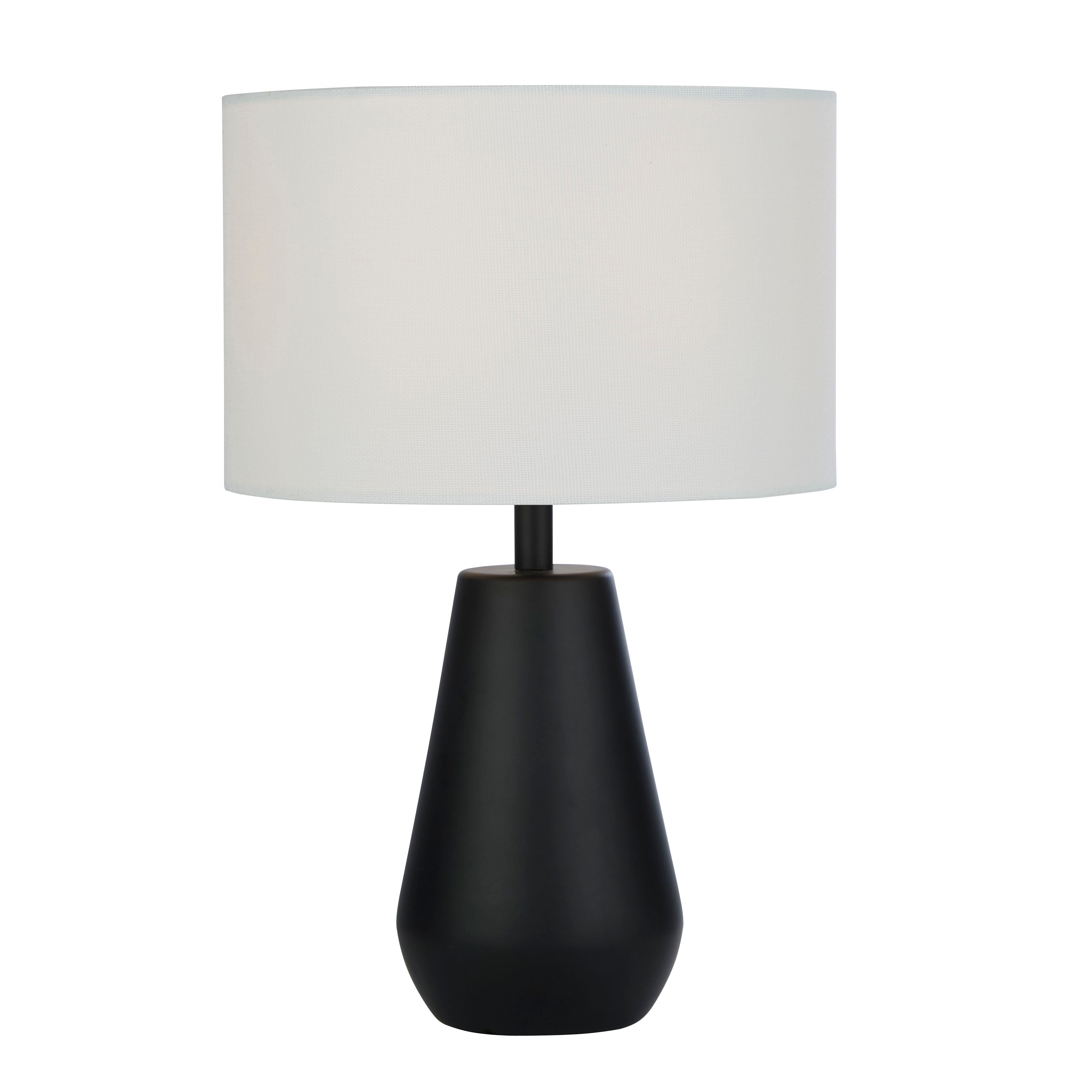 Matt Black Touch Table Lamps with Linen Shades (Pair)