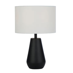 Matt Black Touch Table Lamps with Linen Shades (Pair)