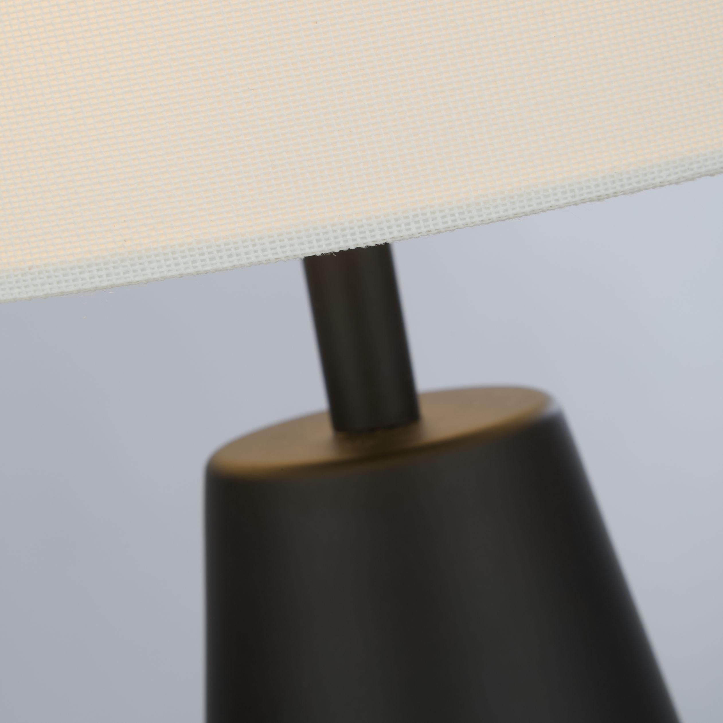 Matt Black Touch Table Lamps with Linen Shades (Pair)