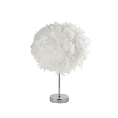 White Feather Shade Table Lamp