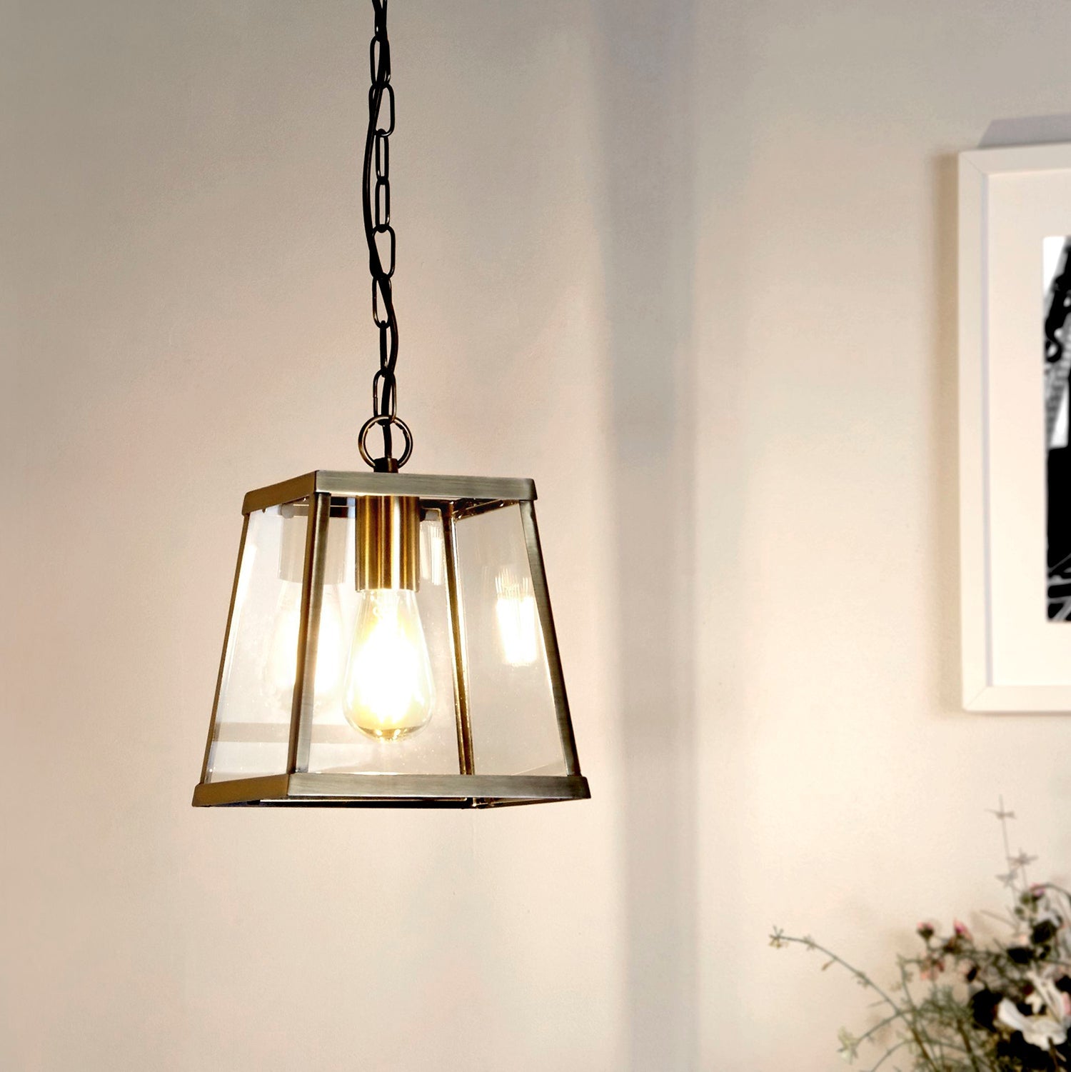 Harbour Lantern Antique Brass Pendant Light