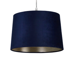 Navy Velour Velvet Tapered Drum Easy Fit Shade