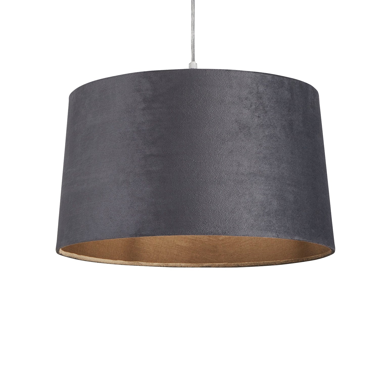 Velour Grey Velvet Tapered Easy Fit Drum Light Shade