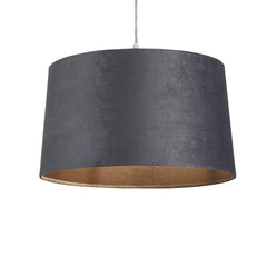Velour Grey Velvet Tapered Easy Fit Drum Light Shade