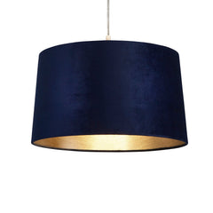Navy Velour Velvet Tapered Drum Easy Fit Light Shade