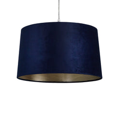 Navy Velour Velvet Tapered Drum Easy Fit Light Shade