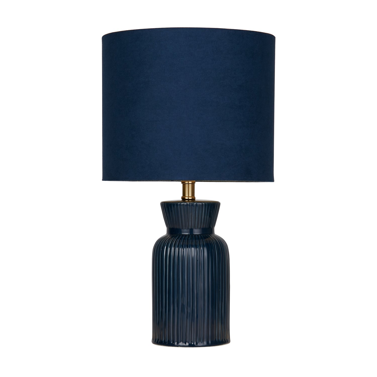 Sapphire Midnight Blue Ribbed Ceramic Table Lamp
