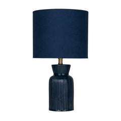 Sapphire Midnight Blue Ribbed Ceramic Table Lamp