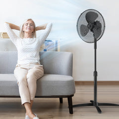 Black Midea 3 Speed Pedestal Fan