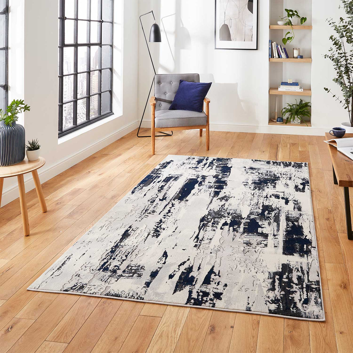 Apollo GR579 Grey/Navy Rug