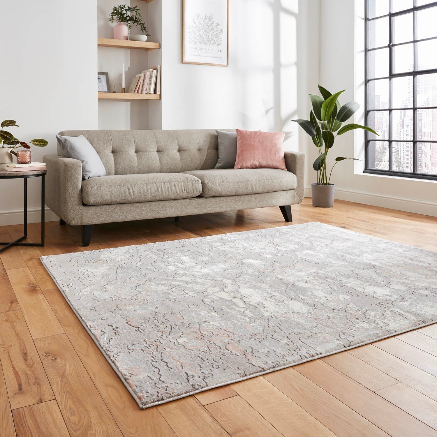 Apollo 2677 Grey/Rose Rug