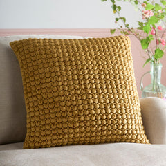 Bobble Ochre Large Velvet Cushion (55cm x 55cm)