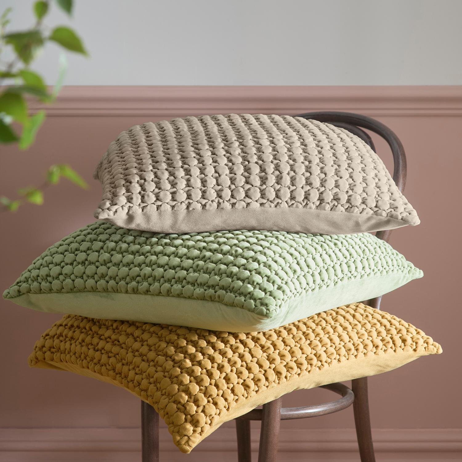 Bobble Ochre Large Velvet Cushion (55cm x 55cm)
