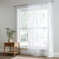 Leaf Embroidered White Voile