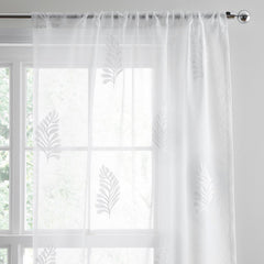 Leaf Embroidered White Voile