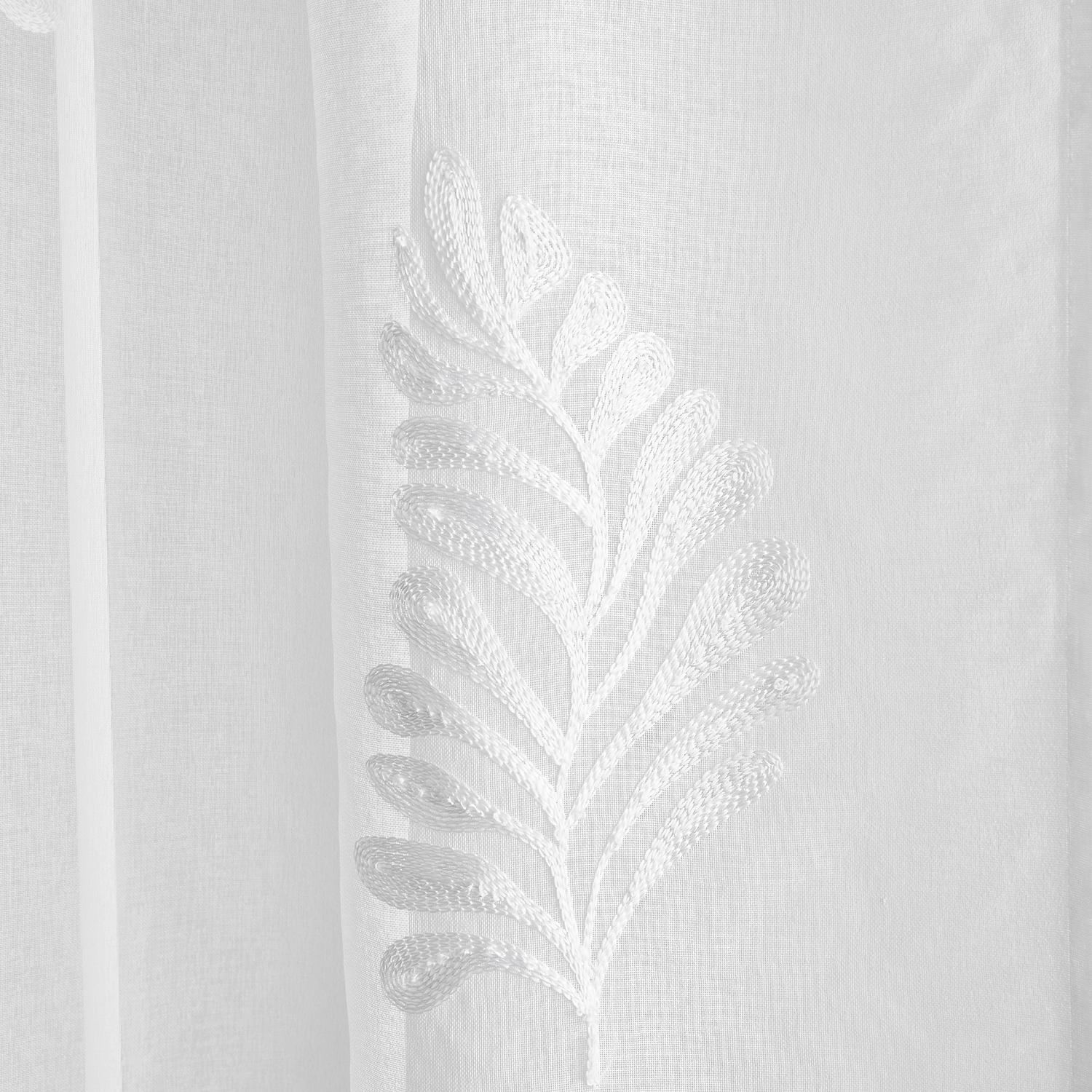 Leaf Embroidered White Voile