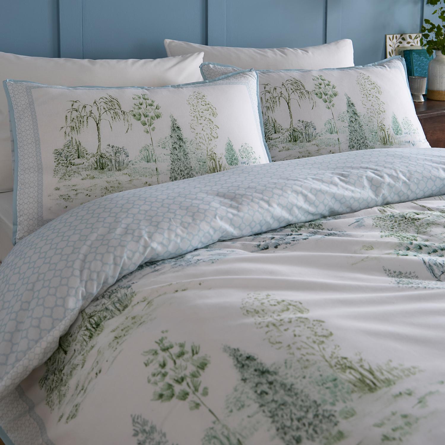 Willow Tree Scene Blue Reversible 100% Cotton Duvet Set