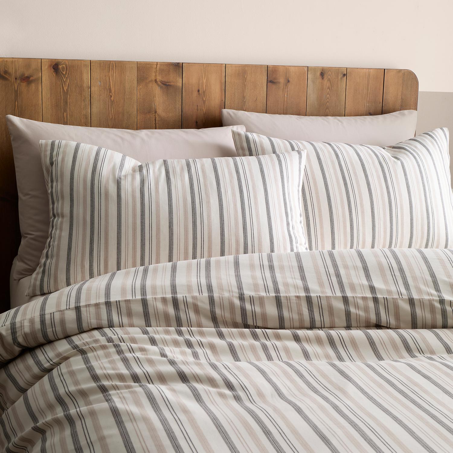 Yarn Dyed Thin Stripe Natural 100% Cotton Duvet Set